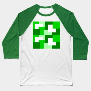 Green abstract squares tiles pattern Baseball T-Shirt